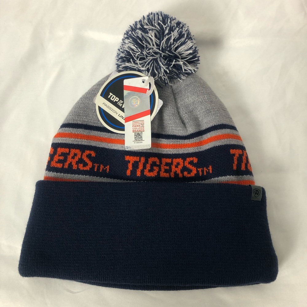 Auburn Tigers College Football Beanie Hat adult size Pom Pom
